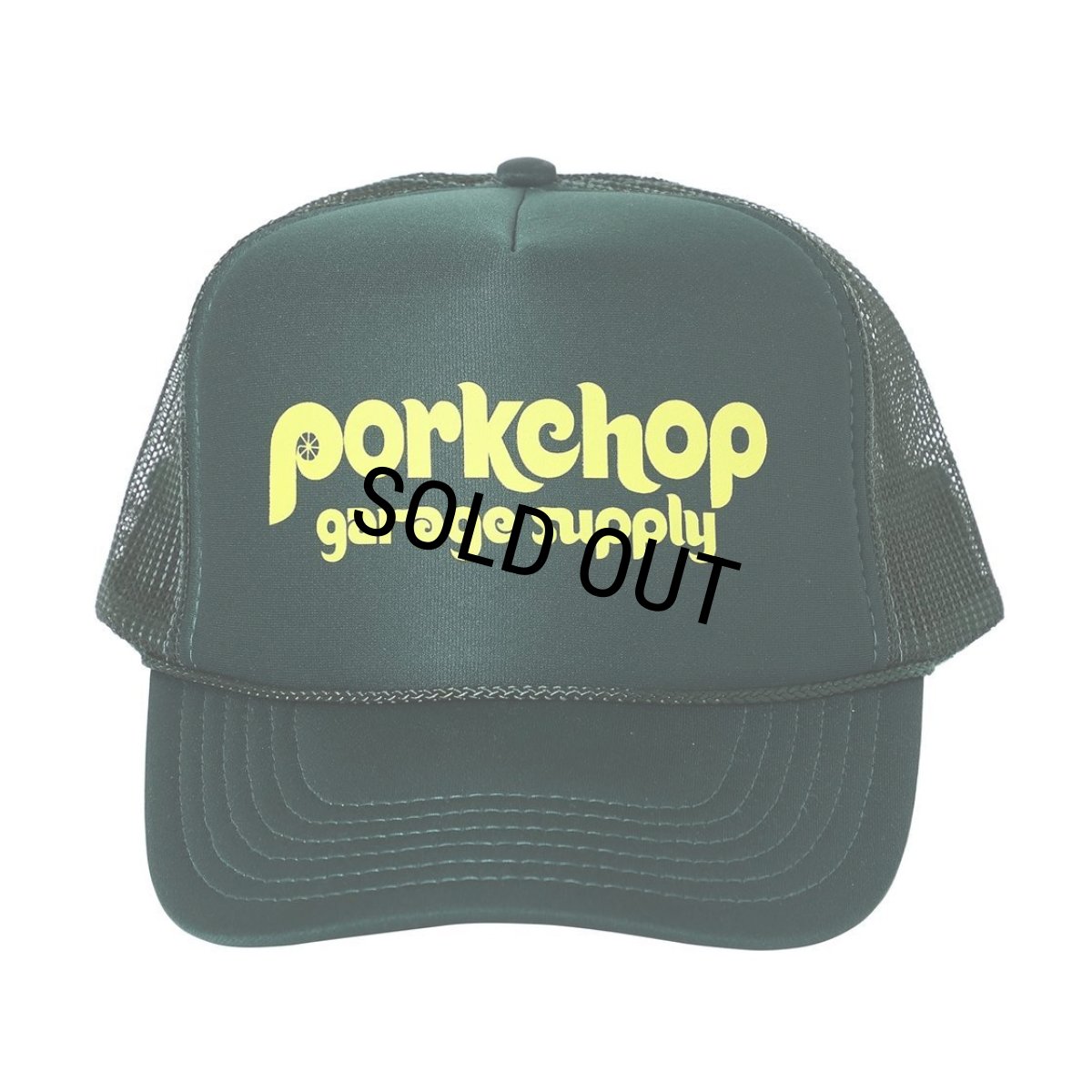 画像1: PORKCHOP/WHEEL LOGO MESH CAP（DARK GREEN）［メッシュキャップ-23秋冬］ (1)