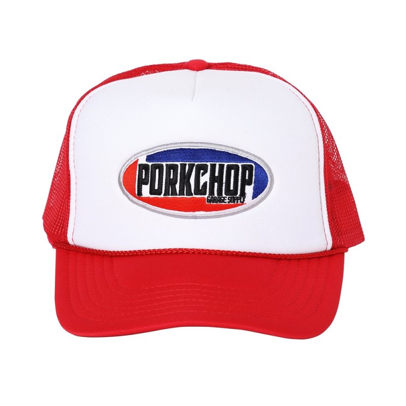 画像1: PORKCHOP/2nd OVAL MESH CAP（WHITE/RED）［メッシュキャップ-24春夏］