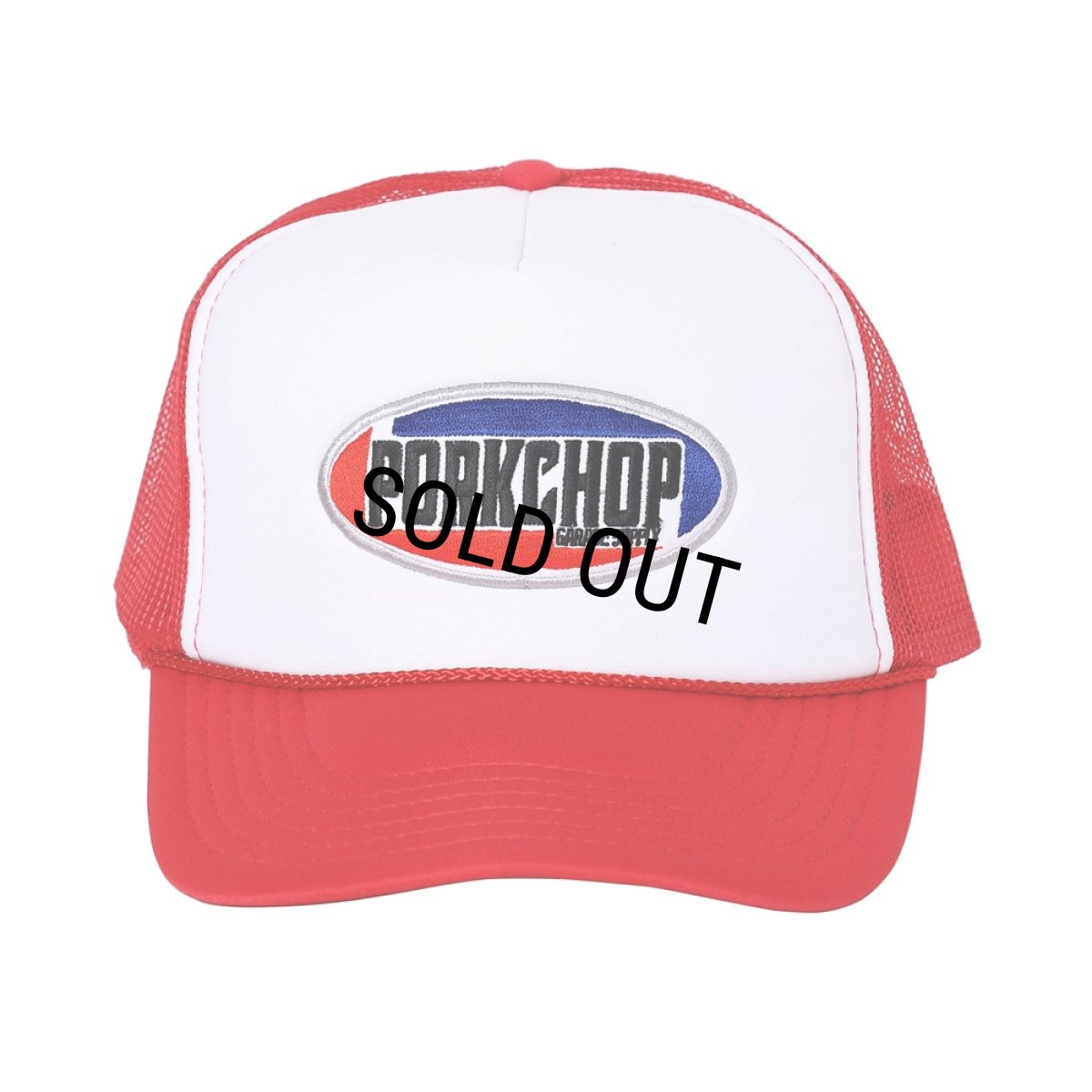 画像1: PORKCHOP/2nd OVAL MESH CAP（WHITE/RED）［メッシュキャップ-24春夏］ (1)