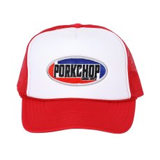 画像1: PORKCHOP/2nd OVAL MESH CAP（WHITE/RED）［メッシュキャップ-24春夏］ (1)