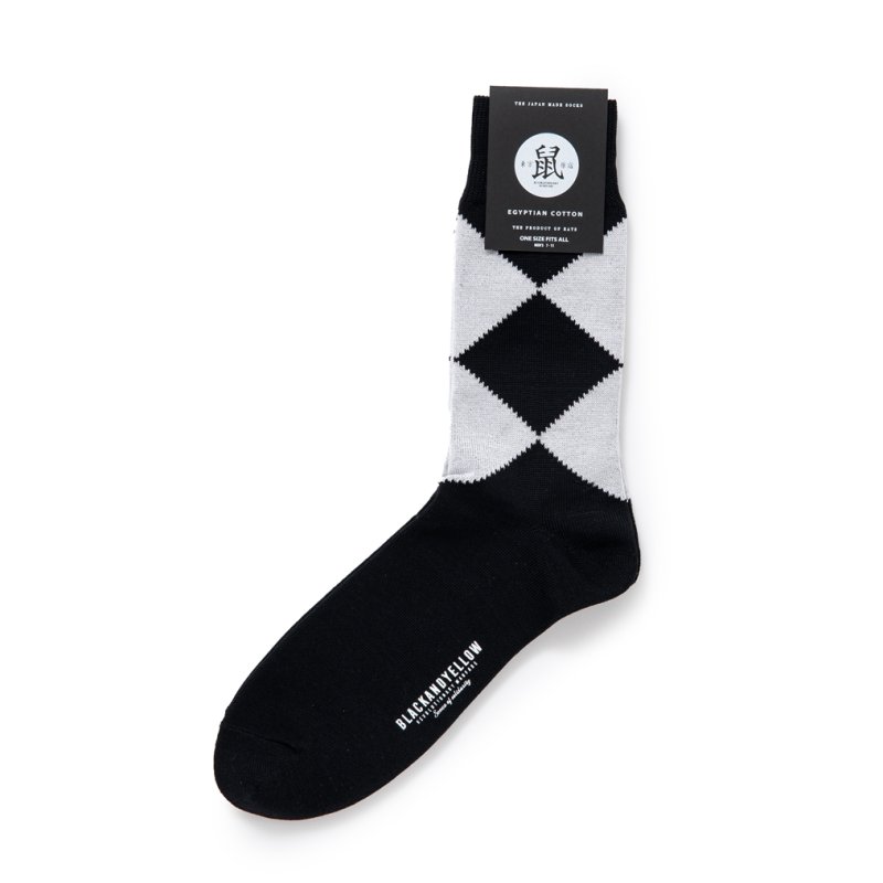 画像3: 【30%OFF】RATS/50'S EGYPTIAN COTTON ARGYLE SOCKS（BLACK）［ソックス-24春夏］