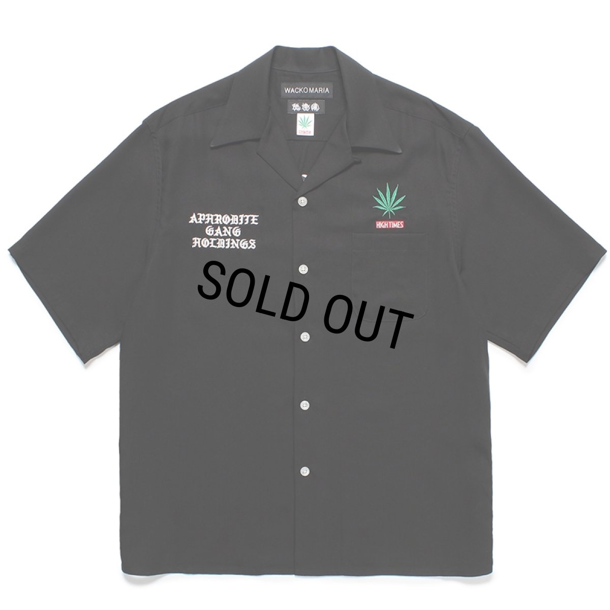画像1: WACKO MARIA/舐達麻 / HIGH TIMES / 50'S OPEN COLLAR SHIRT（BLACK）［50'Sオープンカラーシャツ-24春夏］ (1)