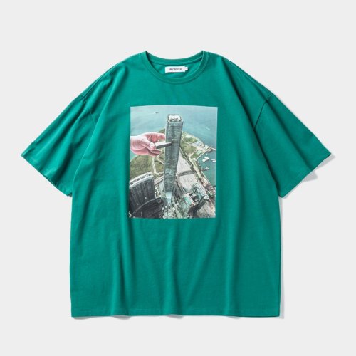 他の写真1: TIGHTBOOTH/JENGA T-SHIRT（Green）［プリントT-24春夏］