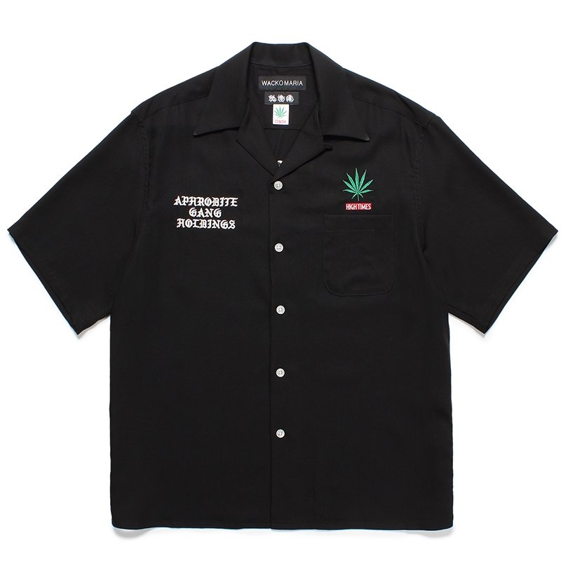 画像1: WACKO MARIA/舐達麻 / HIGH TIMES / 50'S OPEN COLLAR SHIRT（BLACK）［50'Sオープンカラーシャツ-24春夏］