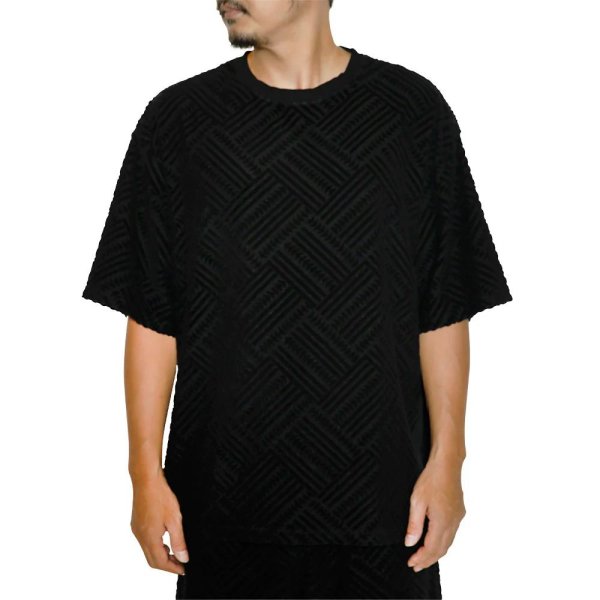 画像2: 【30%OFF】CALEE/PILE JACQUARD DROP SHOULDER CS（BLACK）［パイルジャガードカットソー-24春夏］