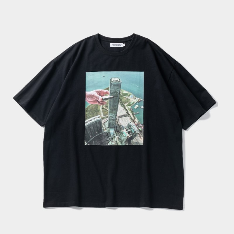 画像1: TIGHTBOOTH/JENGA T-SHIRT（Black）［プリントT-24春夏］