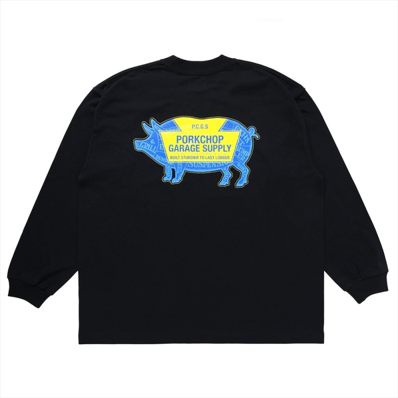 画像2: PORKCHOP/LOGO PORK L/S TEE（BLACK）［プリント長袖T-24春夏］