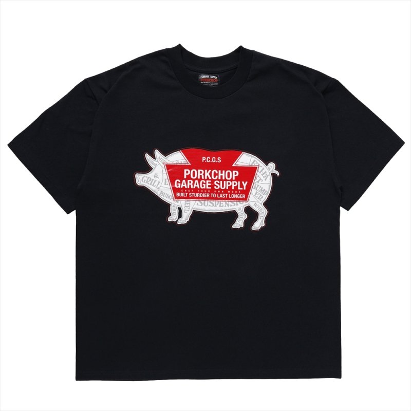 画像1: PORKCHOP/LOGO PORK TEE（BLACK）［プリントT-24春夏］