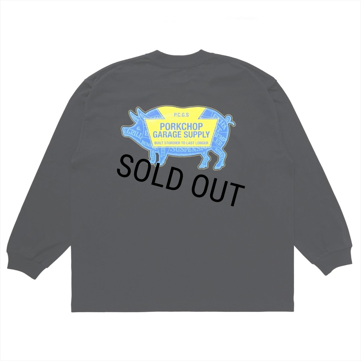 画像1: PORKCHOP/LOGO PORK L/S TEE（BLACK）［プリント長袖T-24春夏］ (1)