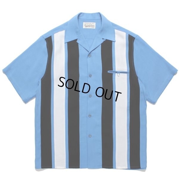 画像1: WACKO MARIA/SWITCHING 50'S OPEN COLLAR SHIRT（BLUE）［スイッチング50'Sオープンカラーシャツ-24春夏］