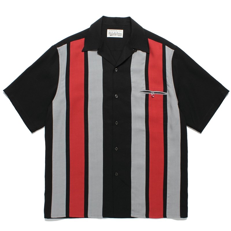 画像1: WACKO MARIA/SWITCHING 50'S OPEN COLLAR SHIRT（BLACK）［スイッチング50'Sオープンカラーシャツ-24春夏］