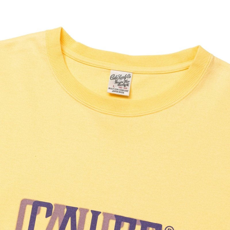画像2: 【30%OFF】CALEE/DROP SHOULDER CALEE BLUR LOGO TEE（YELLOW）［ドロップショルダープリントT-24春夏］