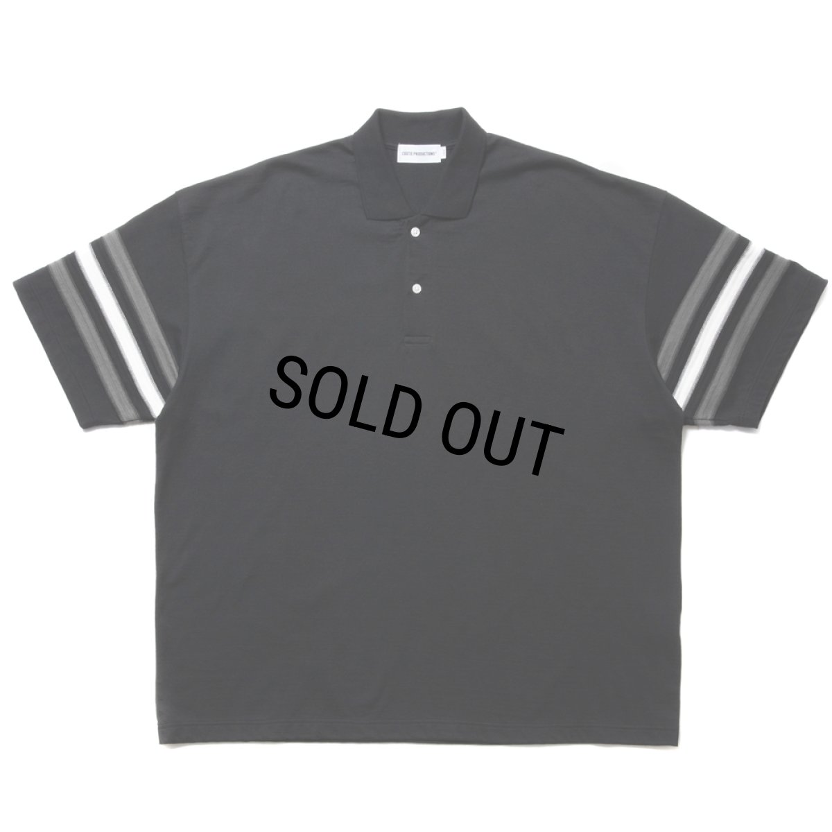 画像1: COOTIE PRODUCTIONS/Jacquard Sleeve S/S Polo（Black）［ジャガードスリーブポロ-24春夏］ (1)