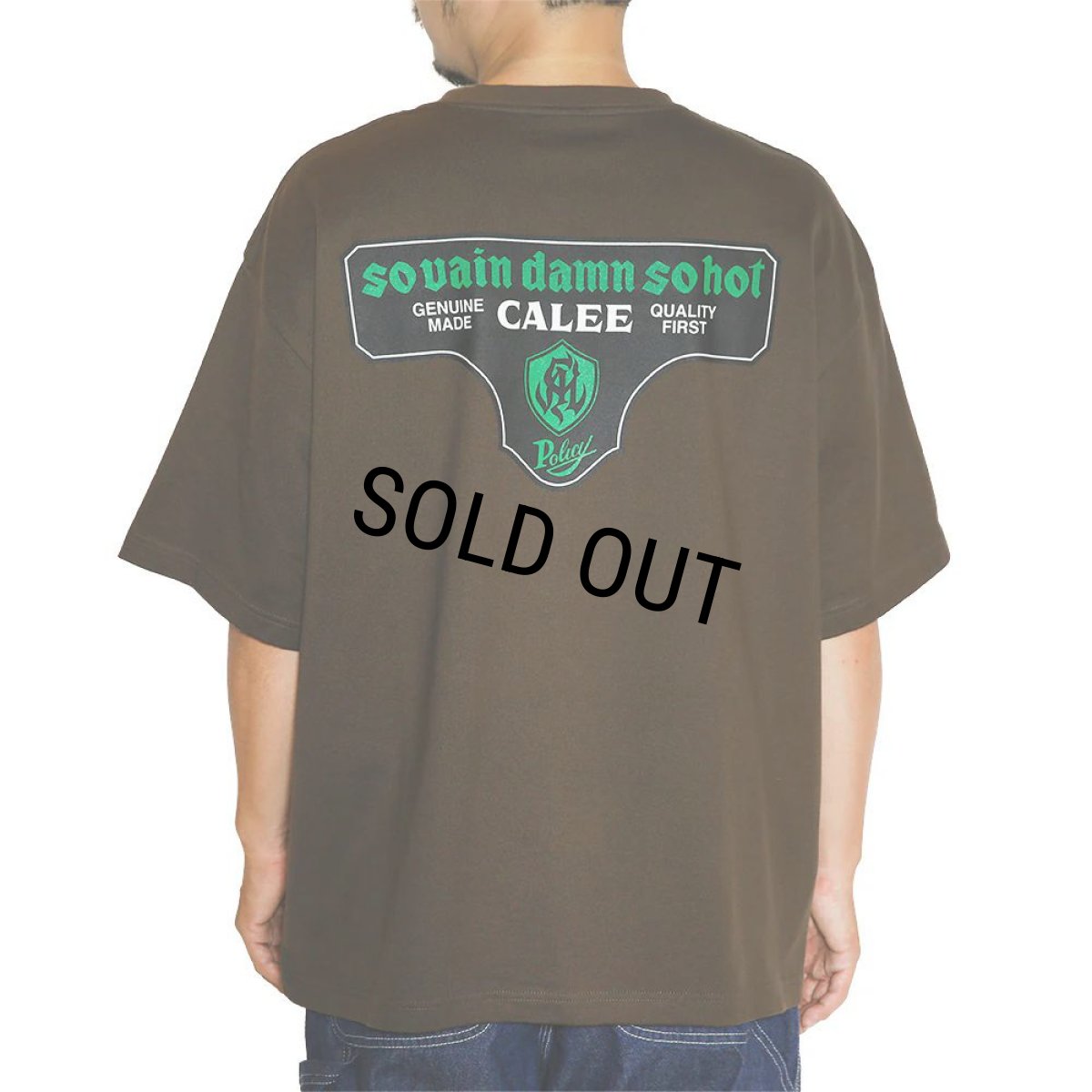 画像7: 【40%OFF】CALEE/DROP SHOULDER S.V.D.S.H LOGO TEE ＜NATURALLY PAINT DESIGN＞（BROWN）［ドロップショルダープリントT-24春夏］ (7)