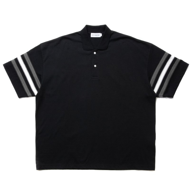画像1: COOTIE PRODUCTIONS/Jacquard Sleeve S/S Polo（Black）［ジャガードスリーブポロ-24春夏］