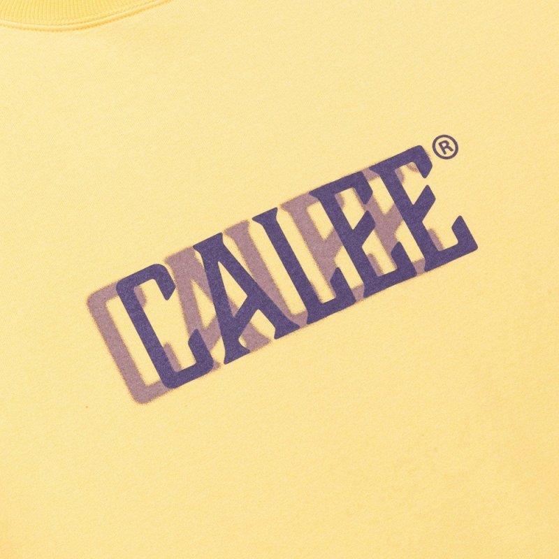 画像3: 【30%OFF】CALEE/DROP SHOULDER CALEE BLUR LOGO TEE（YELLOW）［ドロップショルダープリントT-24春夏］