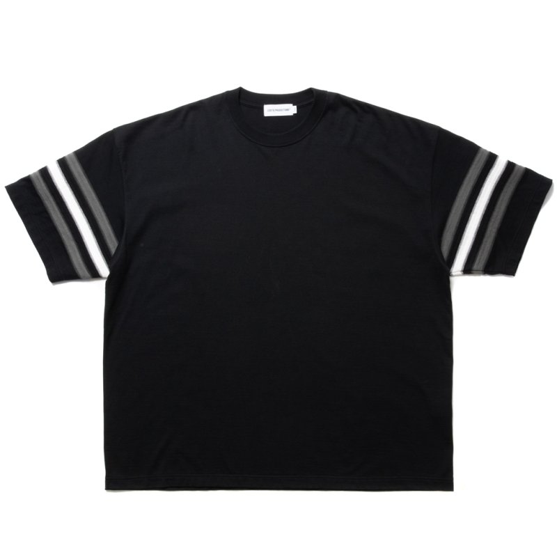 画像1: COOTIE PRODUCTIONS/Jacquard Sleeve S/S Tee（Black）［ジャガードスリーブT-24春夏］