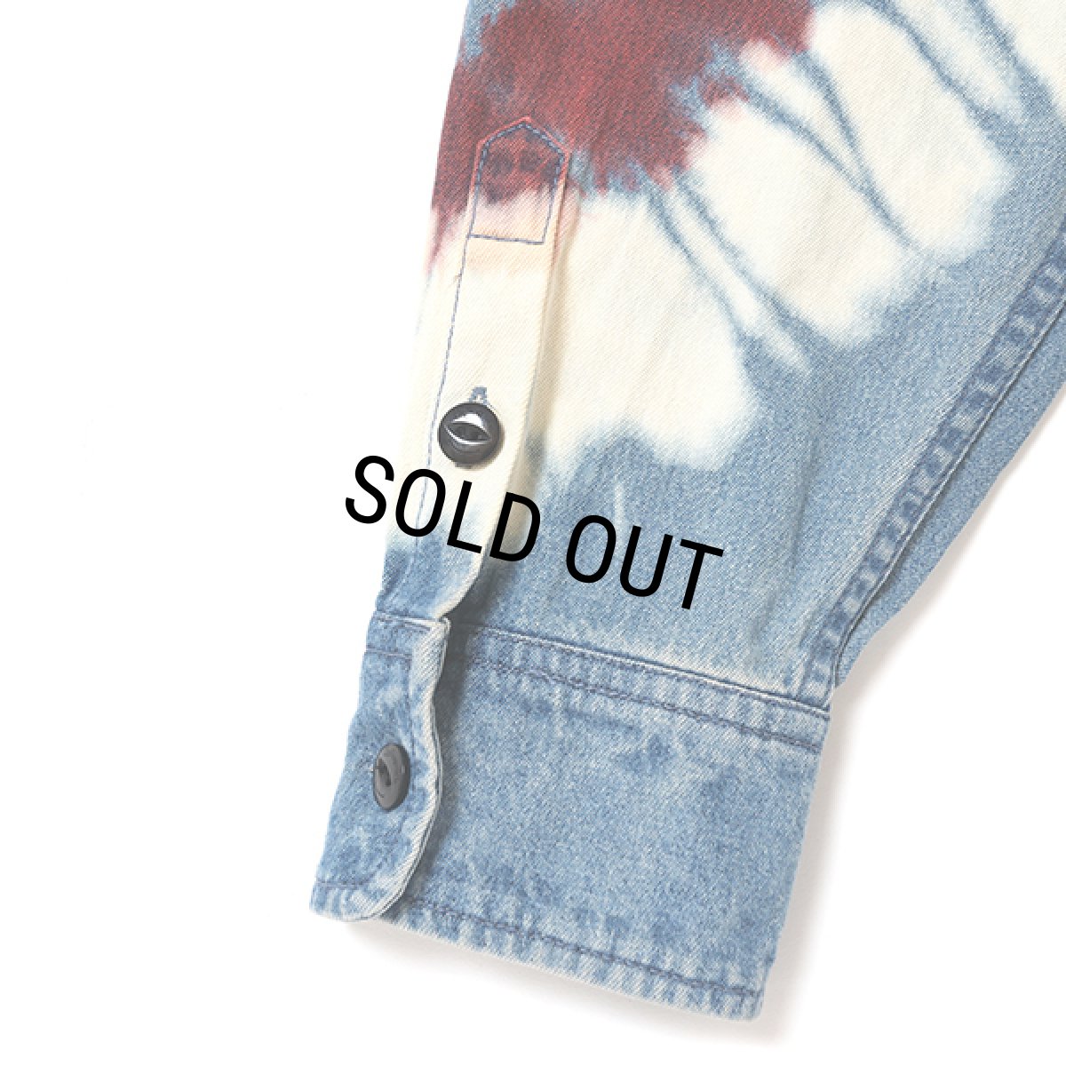 画像4: CHALLENGER/L/S TIE DYE SLEEVE DENIM SHIRT（WASHED INDIGO）［タイダイスリーブデニムシャツ-24春夏］ (4)