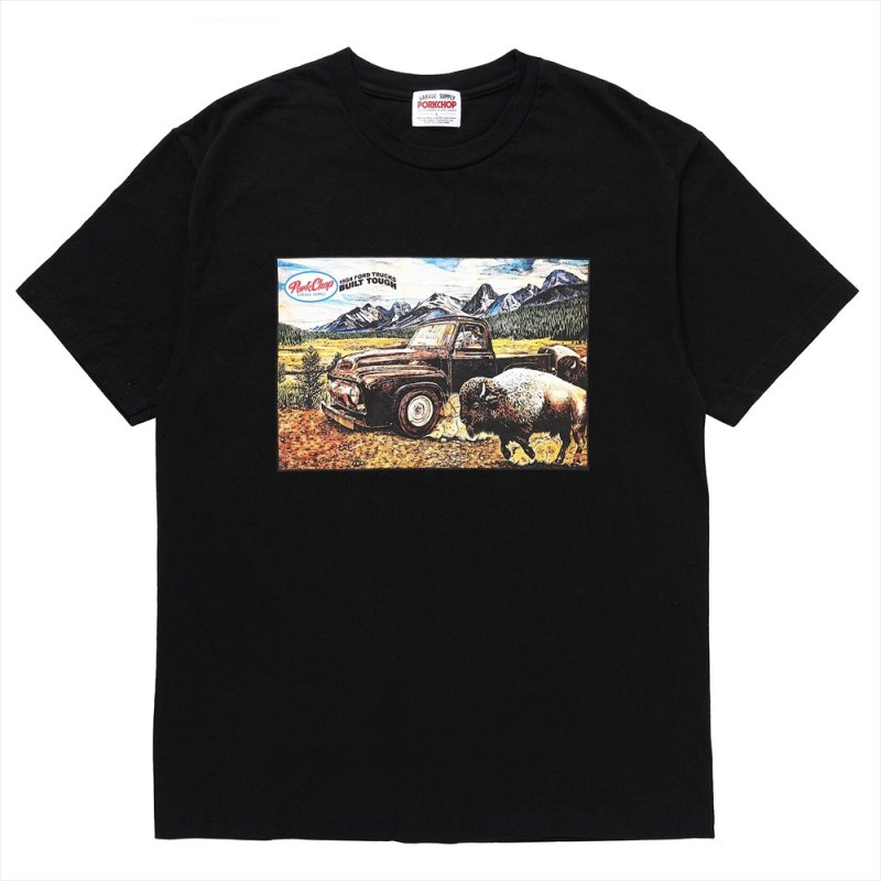 画像1: PORKCHOP/F-100 TEE（BLACK）［プリントT-24春夏］