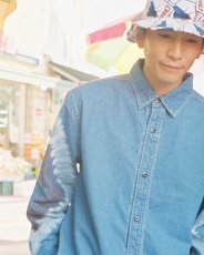 画像7: CHALLENGER/L/S TIE DYE SLEEVE DENIM SHIRT（WASHED INDIGO）［タイダイスリーブデニムシャツ-24春夏］ (7)