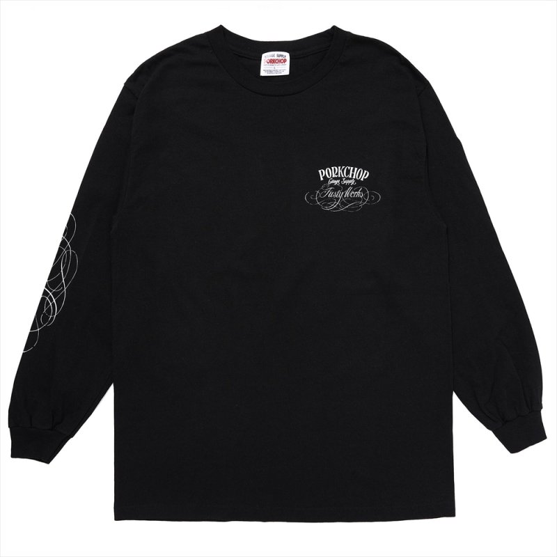 画像1: PORKCHOP/F-100 L/S TEE（BLACK）［プリント長袖T-24春夏］