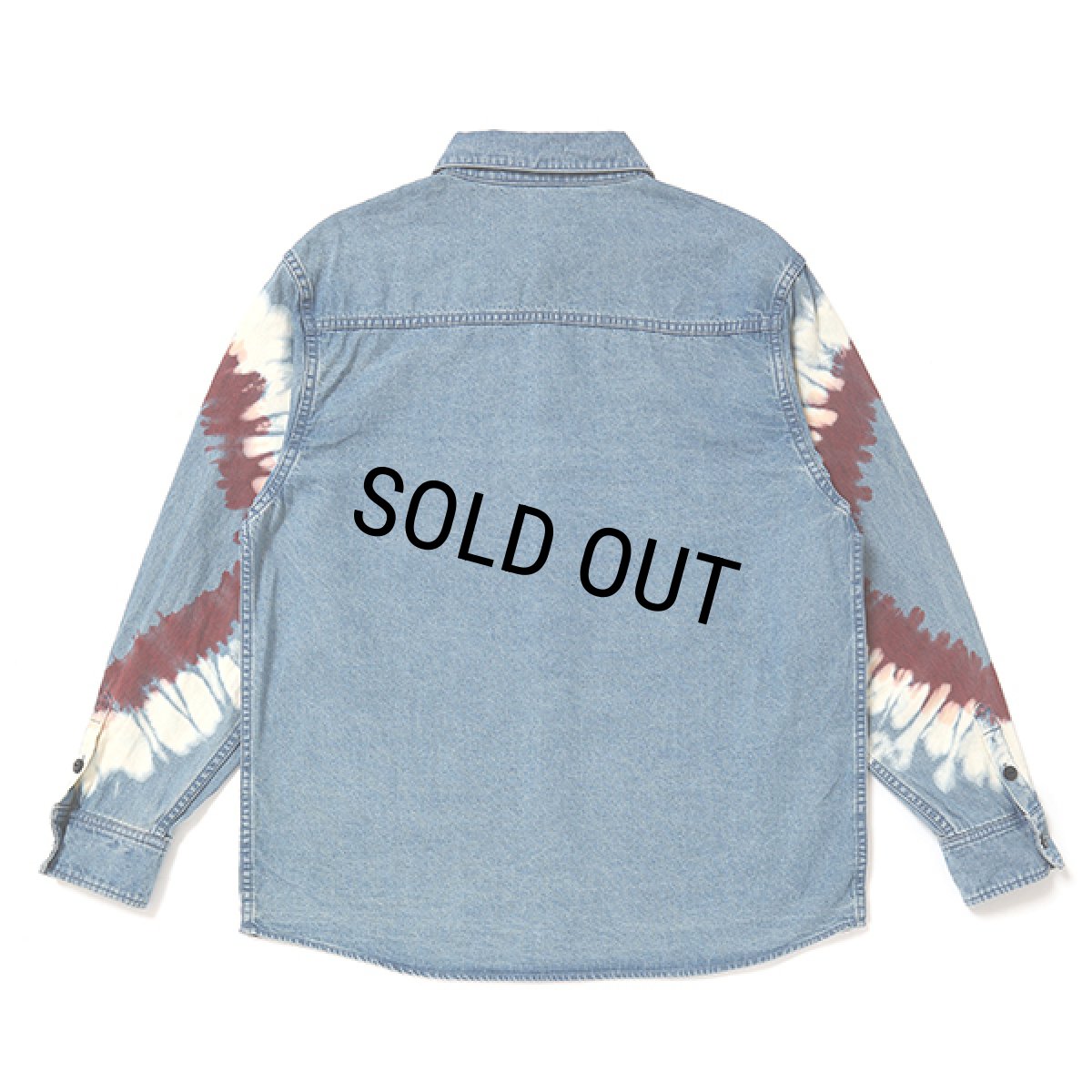 画像2: CHALLENGER/L/S TIE DYE SLEEVE DENIM SHIRT（WASHED INDIGO）［タイダイスリーブデニムシャツ-24春夏］ (2)
