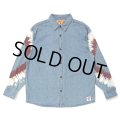 CHALLENGER/L/S TIE DYE SLEEVE DENIM SHIRT（WASHED INDIGO）［タイダイスリーブデニムシャツ-24春夏］