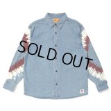 CHALLENGER/L/S TIE DYE SLEEVE DENIM SHIRT（WASHED INDIGO）［タイダイスリーブデニムシャツ-24春夏］