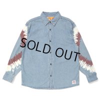 CHALLENGER/L/S TIE DYE SLEEVE DENIM SHIRT（WASHED INDIGO）［タイダイスリーブデニムシャツ-24春夏］
