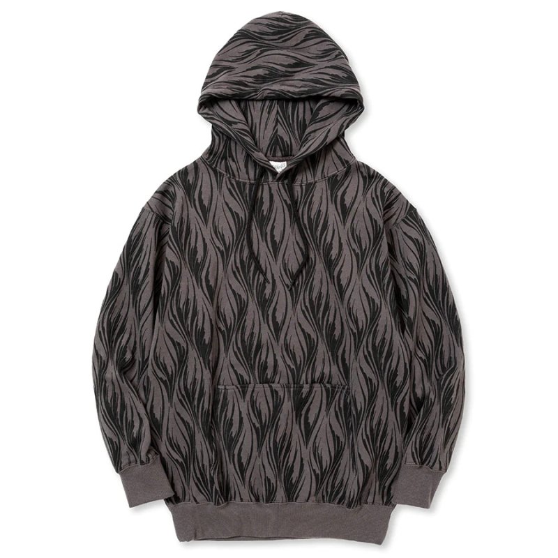 画像1: CALEE/FEATER PATTERN PULLOVER HD（CHARCOAL） 【40%OFF】［フェザー柄プルオーバーパーカー-23秋冬］