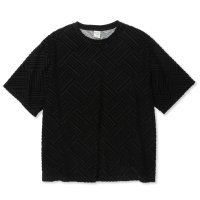 【30%OFF】CALEE/PILE JACQUARD DROP SHOULDER CS（BLACK）［パイルジャガードカットソー-24春夏］