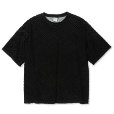画像1: 【40%OFF】CALEE/PILE JACQUARD DROP SHOULDER CS（BLACK）［パイルジャガードカットソー-24春夏］ (1)