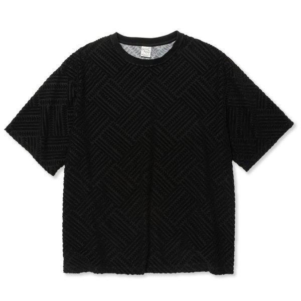 画像1: 【30%OFF】CALEE/PILE JACQUARD DROP SHOULDER CS（BLACK）［パイルジャガードカットソー-24春夏］