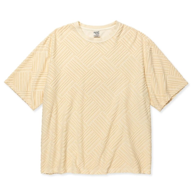 画像1: CALEE/PILE JACQUARD DROP SHOULDER CS（IVORY）［パイルジャガードカットソー-24春夏］