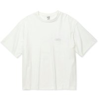 【30%OFF】CALEE/EMBROIDERY DROP SHOULDER S/S TEE（WHITE）［ドロップショルダー刺繍T-24春夏］