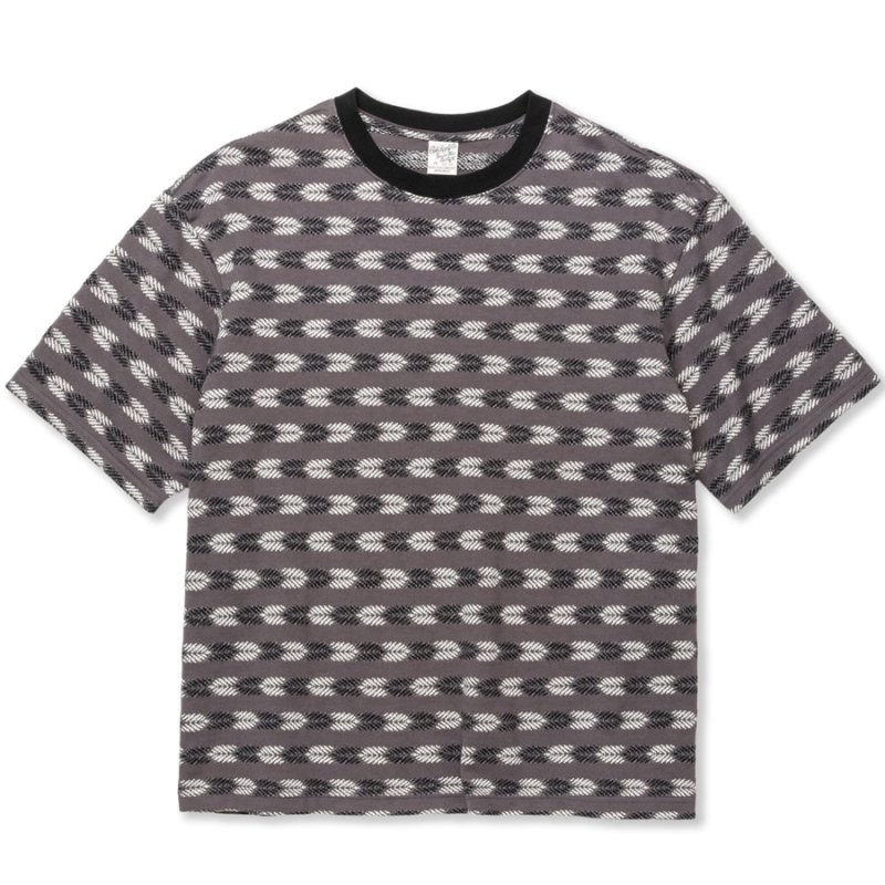 画像1: 【40%OFF】CALEE/BORDER JACQUARD DROP SHOULDER CS（CHARCOAL BLACK）［ボーダージャガードカットソー-24春夏］