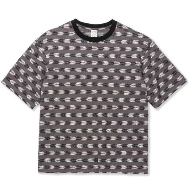 画像1: 【30%OFF】CALEE/BORDER JACQUARD DROP SHOULDER CS（CHARCOAL BLACK）［ボーダージャガードカットソー-24春夏］