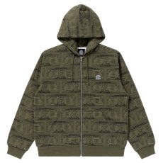 画像1: BlackEyePatch/DOLLAR BILL COVERED ZIP HOODIE（OLIVE） (1)