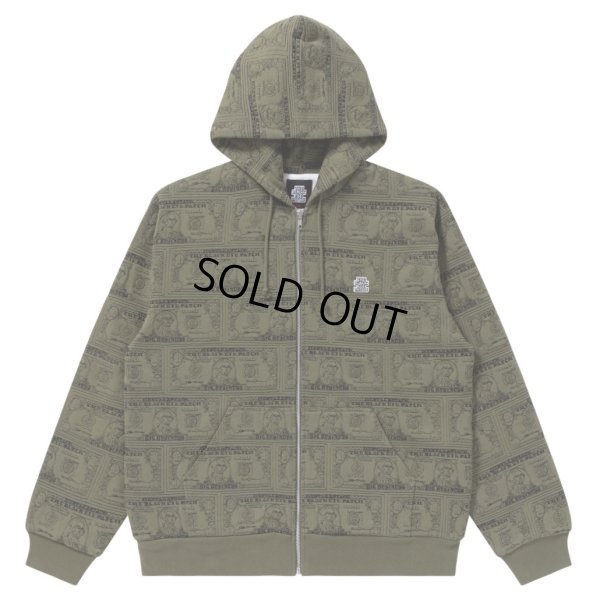 画像1: BlackEyePatch/DOLLAR BILL COVERED ZIP HOODIE（OLIVE）