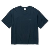 CALEE/EMBROIDERY DROP SHOULDER S/S TEE（NAVY）［ドロップショルダー刺繍T-24春夏］