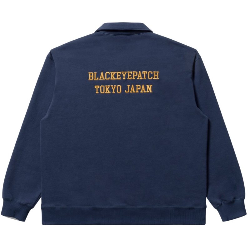 画像2: BlackEyePatch/ROYAL B EMBLEM COLLARED SWEAT PULLOVER(NAVY)