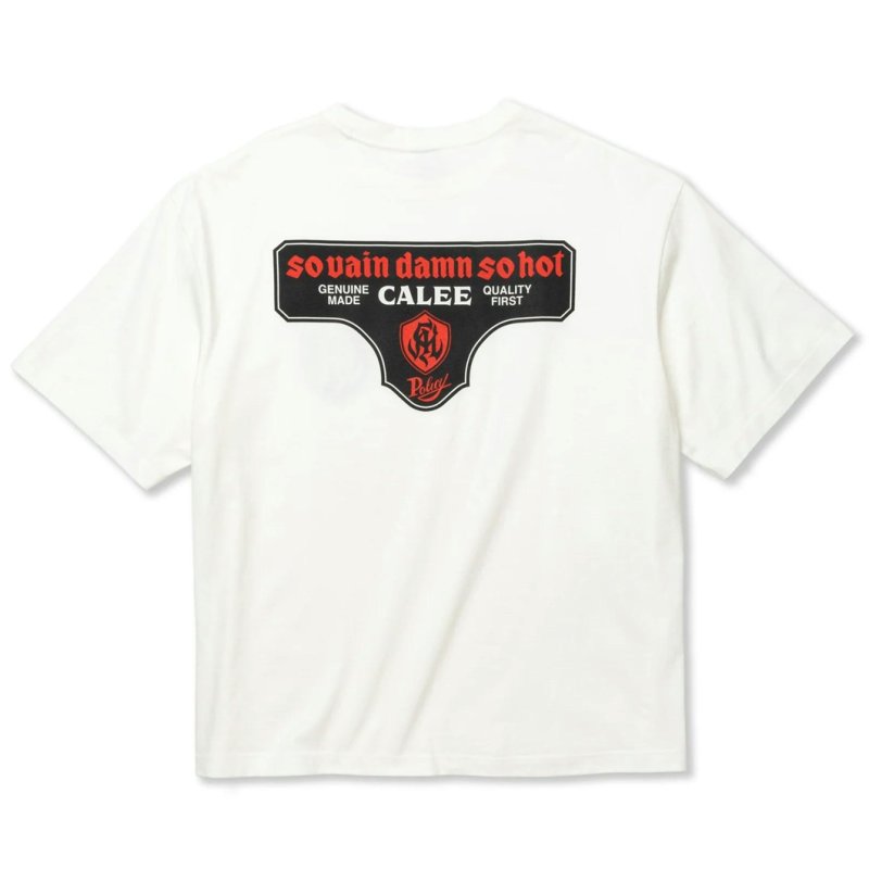 画像2: 【40%OFF】CALEE/DROP SHOULDER S.V.D.S.H LOGO TEE ＜NATURALLY PAINT DESIGN＞（WHITE）［ドロップショルダープリントT-24春夏］