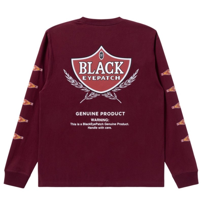 画像2: BlackEyePatch/SWEET CIGAR LABEL L/S TEE（BURGUNDY）