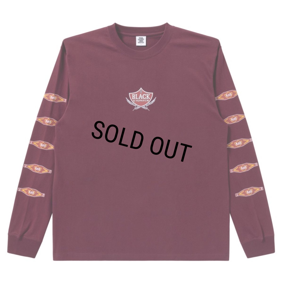 画像2: BlackEyePatch/SWEET CIGAR LABEL L/S TEE（BURGUNDY） (2)