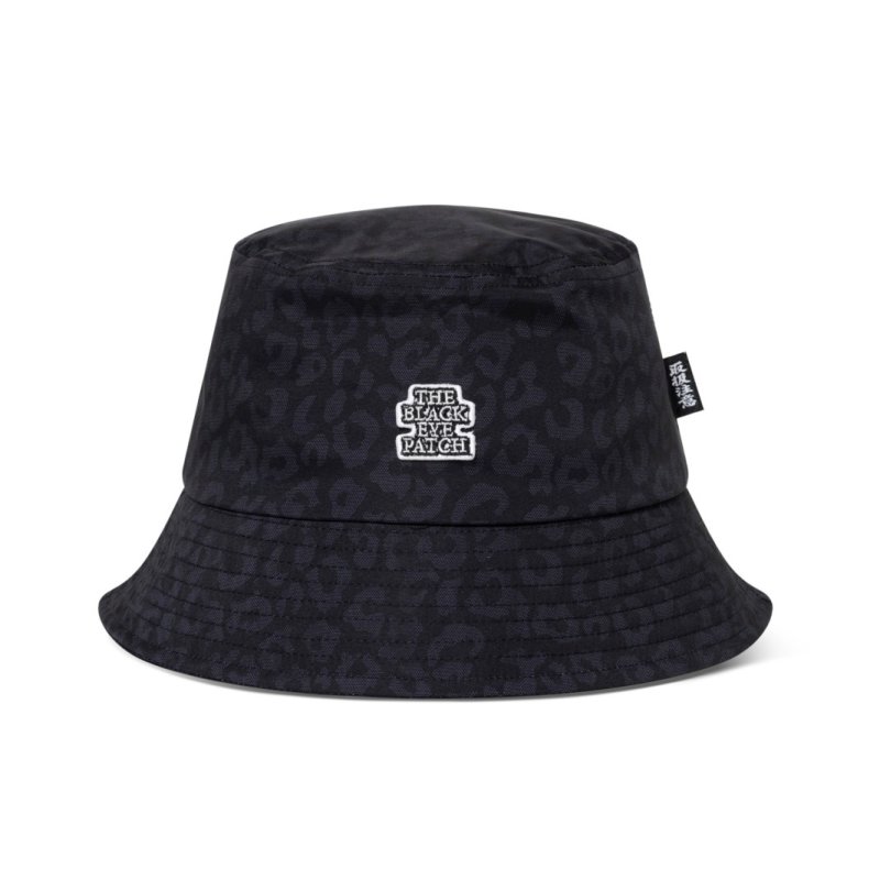 画像1: BlackEyePatch/OG LABEL LEOPARD PATTERNED BUCKET HAT（BLACK）