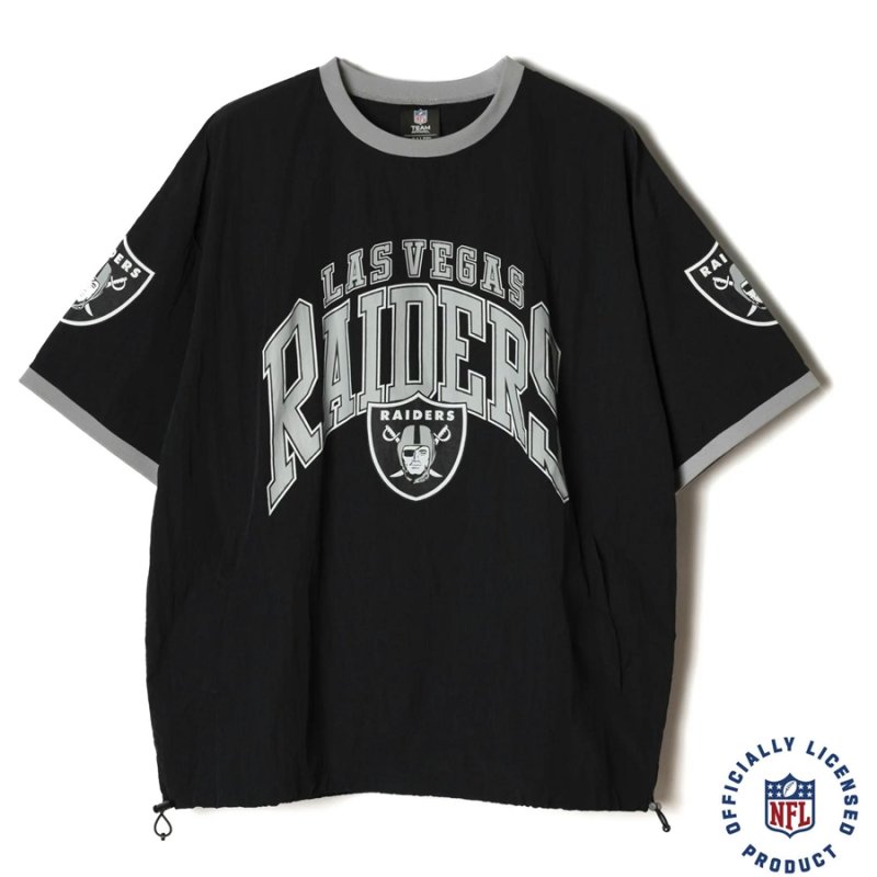 画像1: CALEE/× NFL RAIDERS S/S NYLON GAME SH（BLACK）［ナイロンゲームシャツ-24春夏］