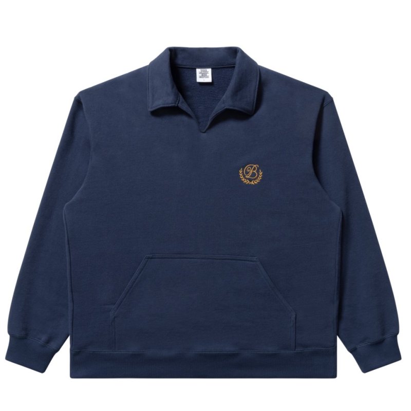 画像1: BlackEyePatch/ROYAL B EMBLEM COLLARED SWEAT PULLOVER(NAVY)