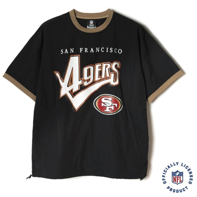 画像1: CALEE/× NFL 49ERS S/S NYLON GAME SH（BLACK）［ナイロンゲームシャツ-24春夏］