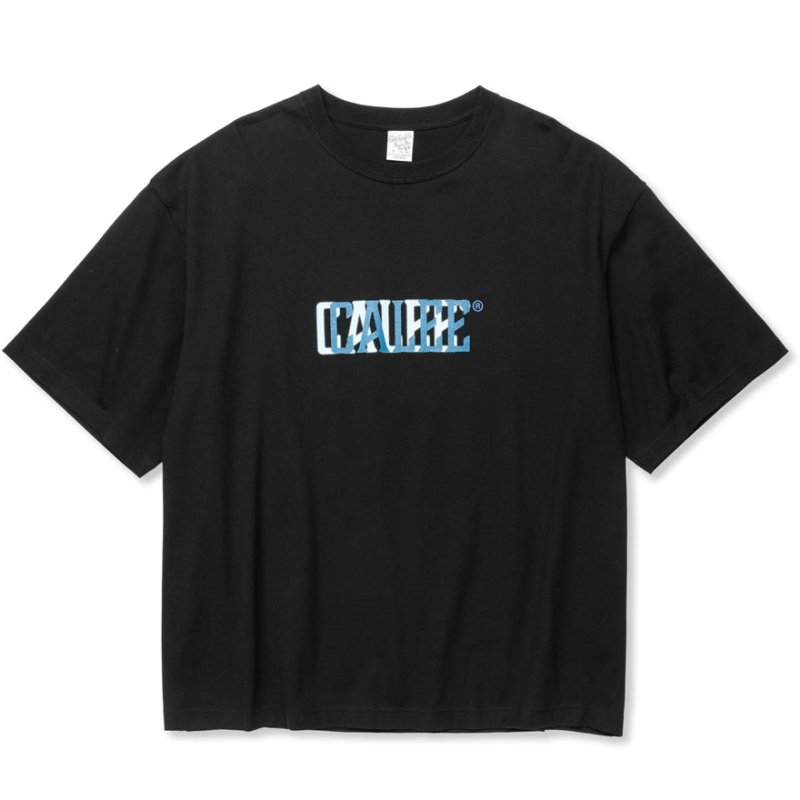 画像1: 【30%OFF】CALEE/DROP SHOULDER CALEE BLUR LOGO TEE（BLACK）［ドロップショルダープリントT-24春夏］