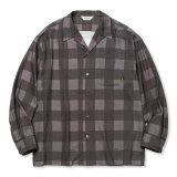 CALEE/RAYON CHECK OPEN COLLAR L/S SH（BLACK）［レーヨンチェックオープンカラーシャツ-24春夏］